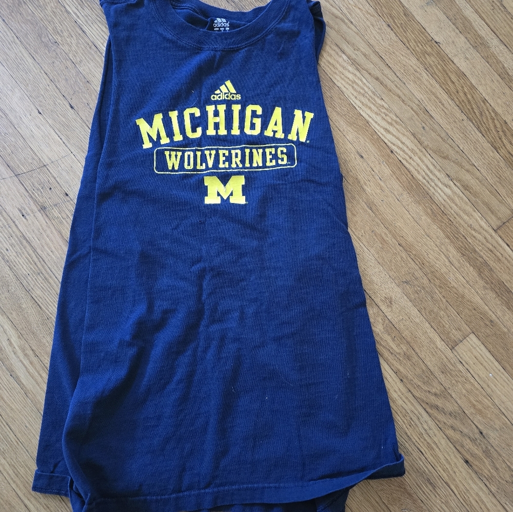 adidas Blue and Yellow Michigan Wolverines Tee